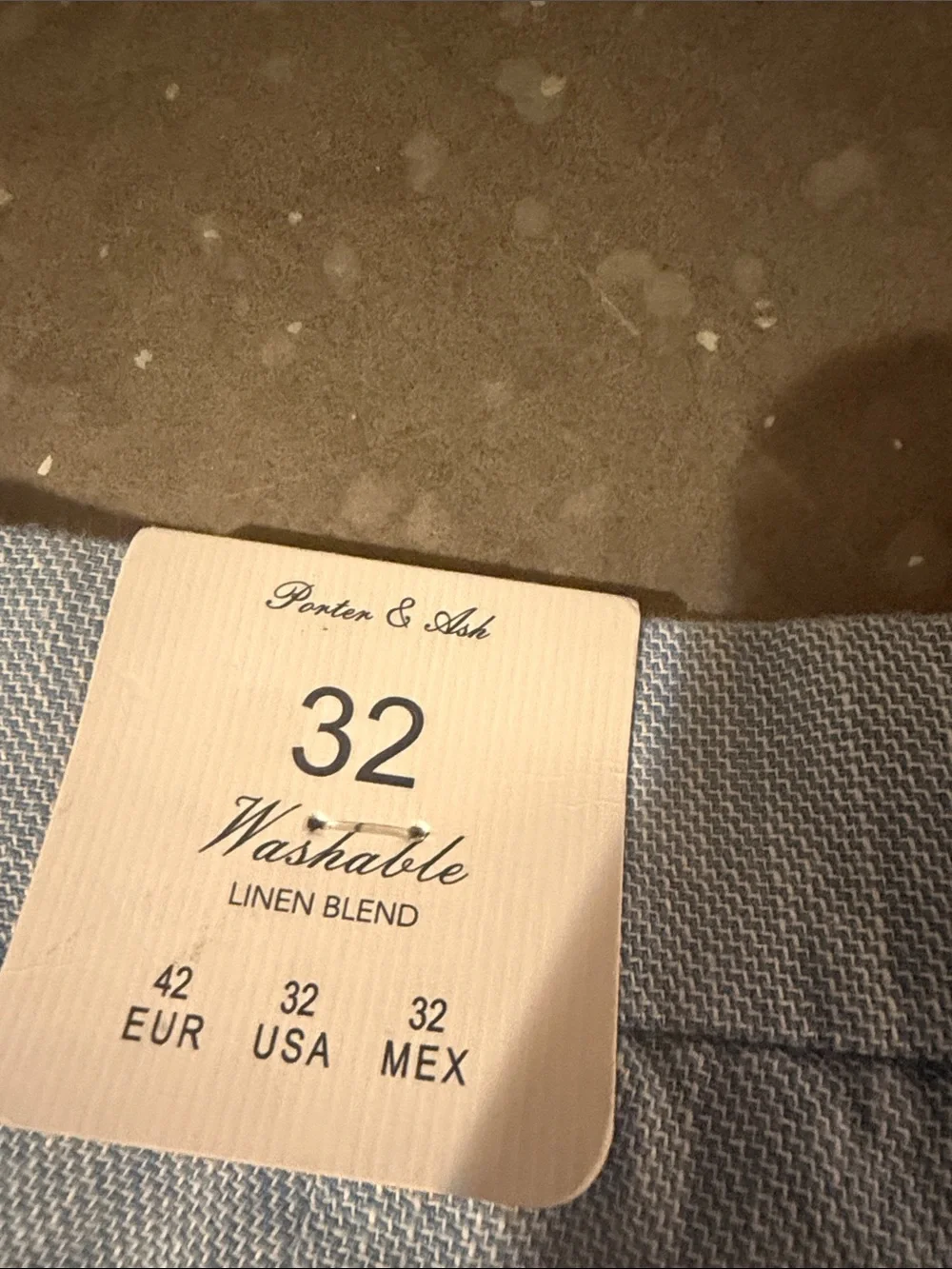 Men's Light Blue Flat Front Linen-Blend Shorts